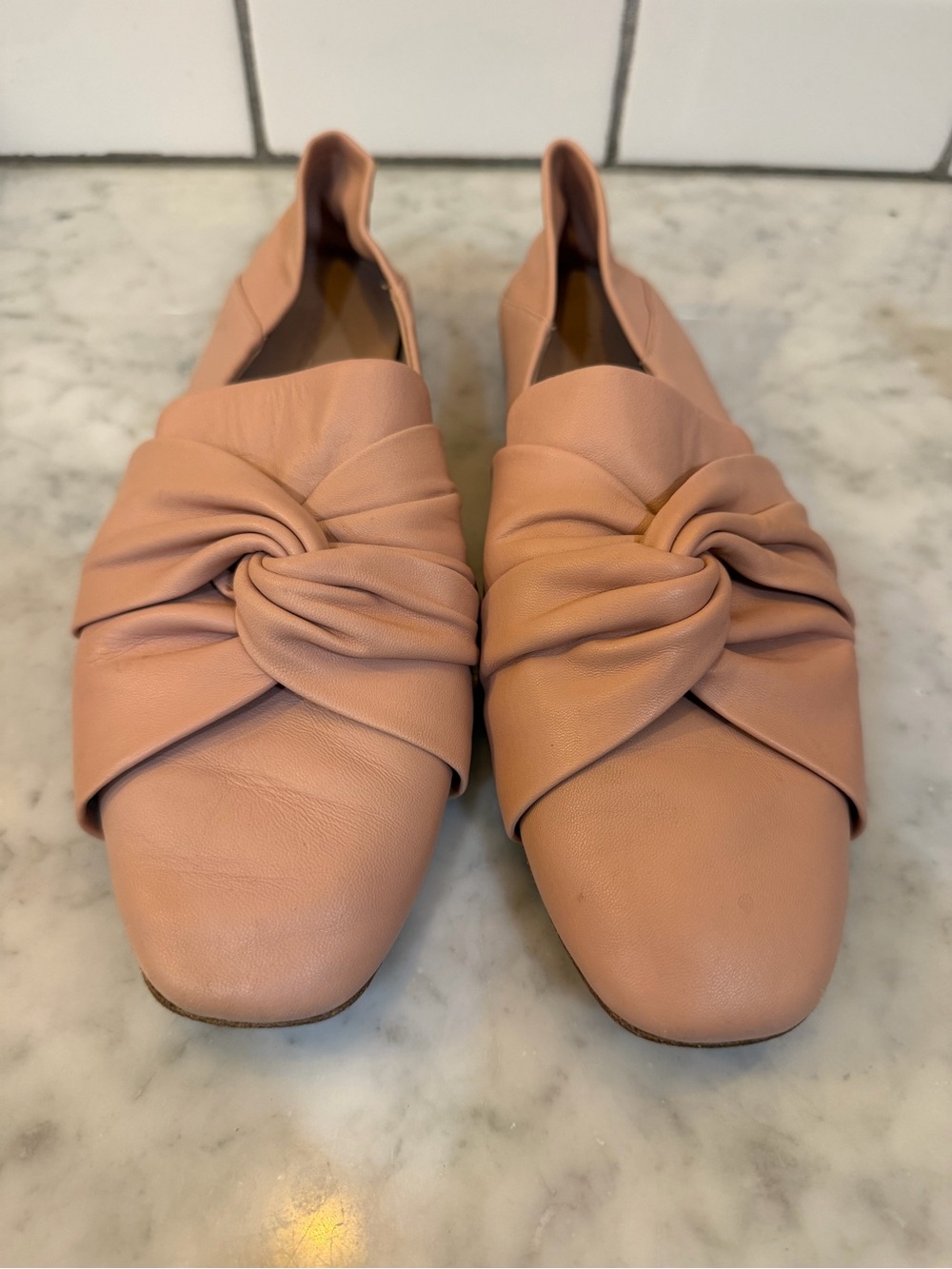 Vince Knotted Slip-On Flats in Nude Pink
